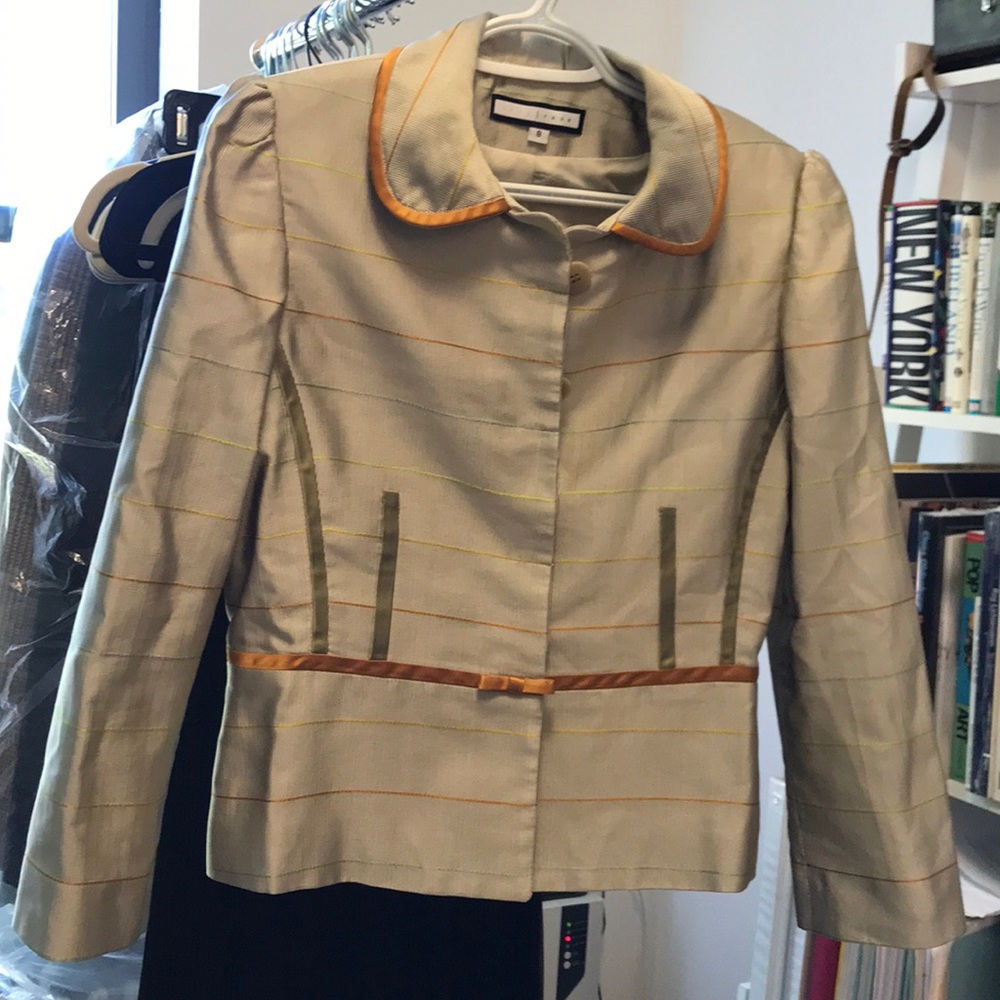 Lela Rose (Size 8) Silver Silk Jacket